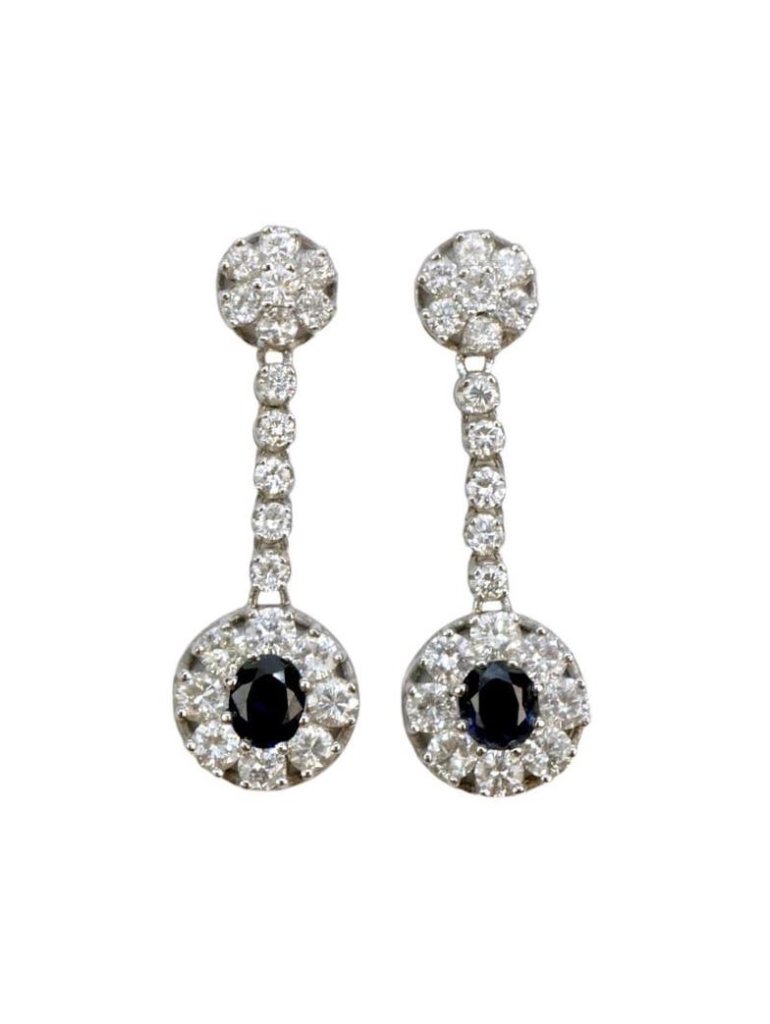 Luxusní visací náušnice s přírodními safíry a brilianty 2,91 ct