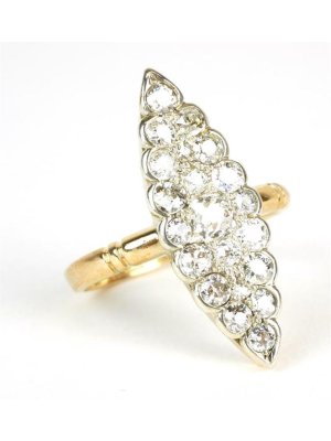 Starožitný zlatý prsten s brilianty 1,55 ct, období Art Deco