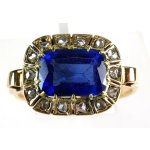 Starožitný zlatý prsten s přírodními diamanty routového výbrusu