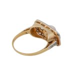 Starožitný zlatý prsten s brilianty 1,28 ct a jihomořskou perlou