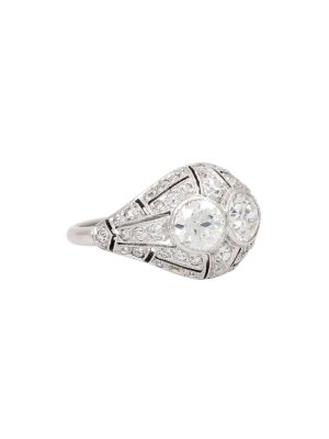 Platinový prsten s brilianty1,45 ct, období Art Deco