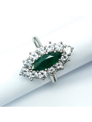 Zlatý prsten s brilianty 1,80 ct a přírodním smaragdem 1,20 ct
