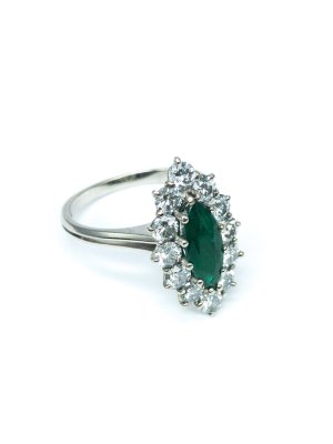 Zlatý prsten s brilianty 1,80 ct a přírodním smaragdem 1,20 ct