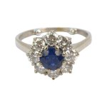 Briliantový prsten s přírodním safírem 1,2 ct