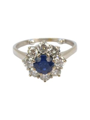Briliantový prsten s přírodním safírem 1,2 ct