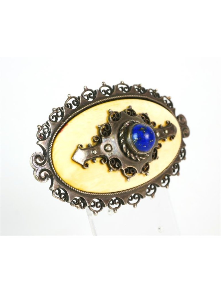Stříbrná brož s Lapis Lazuli