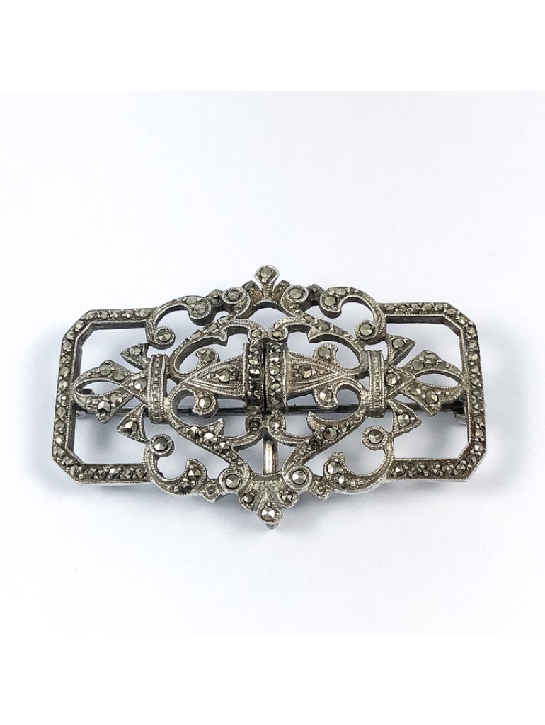 Stříbrná brož s markazity, období Art Deco