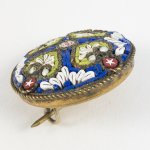 Millefiori brož modro-bílá, Itálie Murano