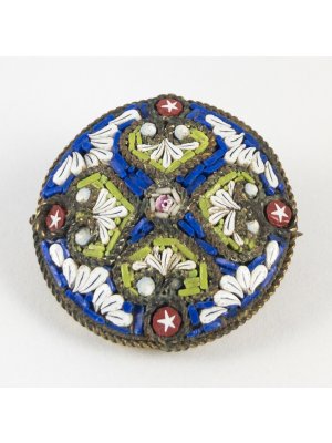 Millefiori brož modro-bílá, Itálie Murano