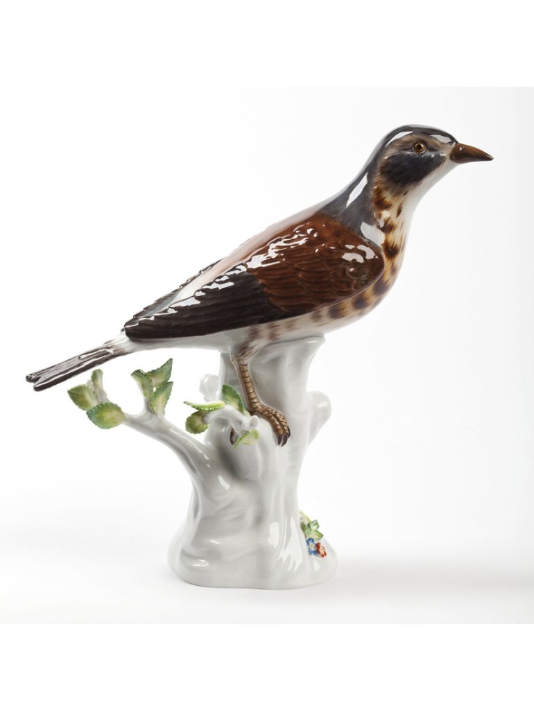 Míšeň, porcelánový pták na větvi, Drozd