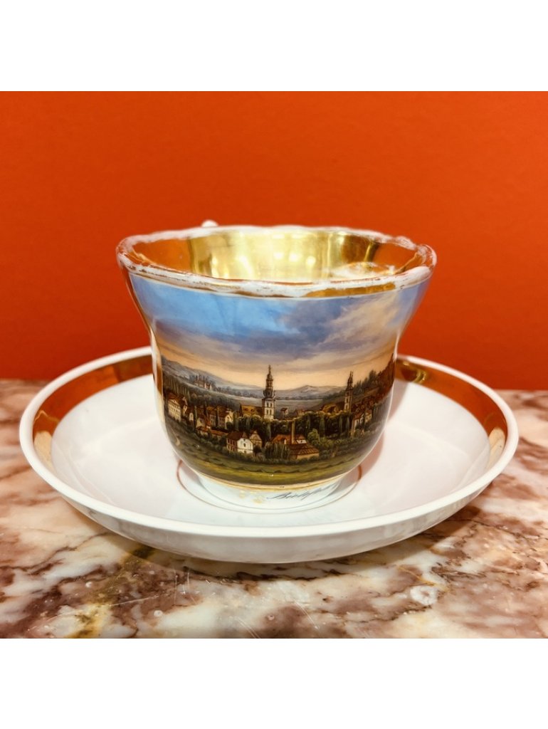 Walbrzych - Tielsch, porcelánový šálek s vedutou města Bielefeld