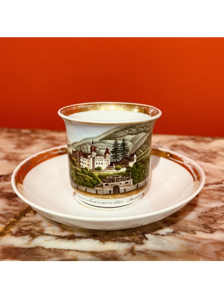 Slavkov - Schlaggenwald, porcelánový šálek s podšálkem
