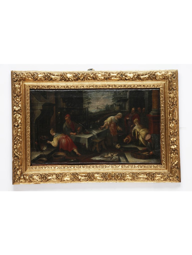 Jacopo Bassano ,  Francesco Bassano,následovník, Kristus v domě Marie, Marty a Lazara