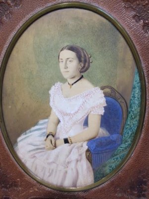 Kolorovaná fotografie dámy,1857