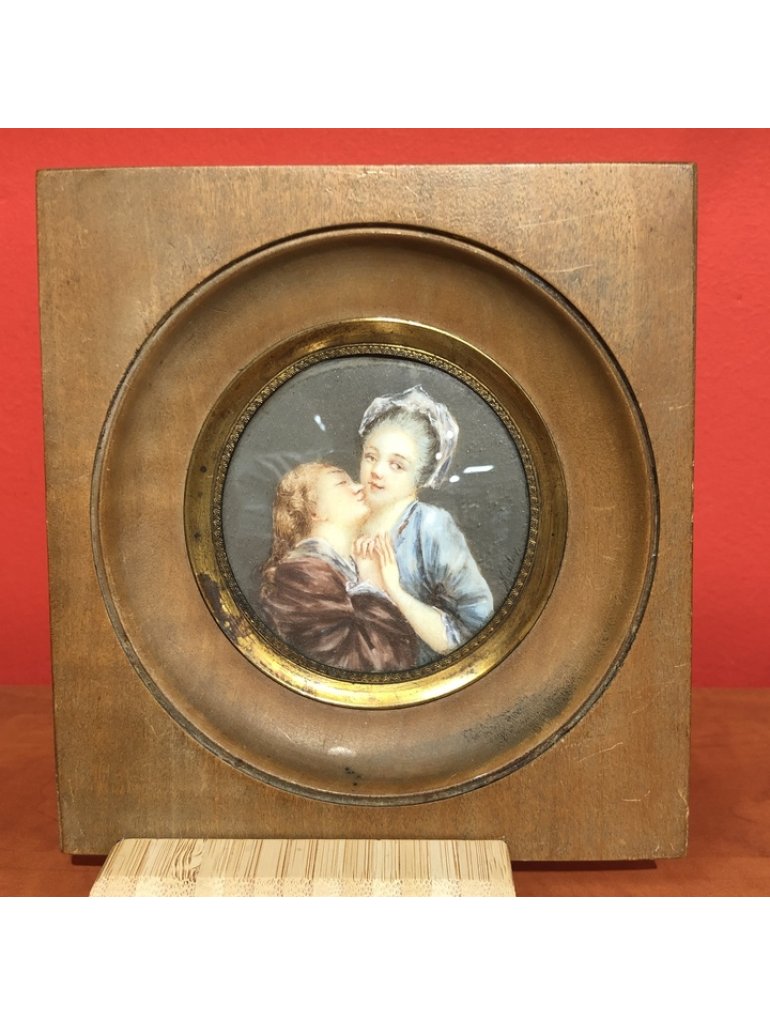Miniatura, malba na slonové kosti, Milenci