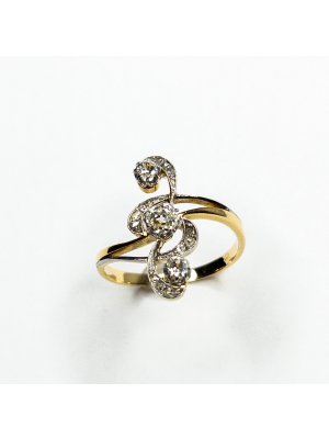 Secesní zlatý prsten s brilianty