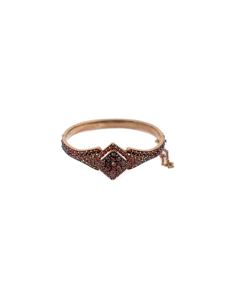 Starožitný granátový náramek s rozetou