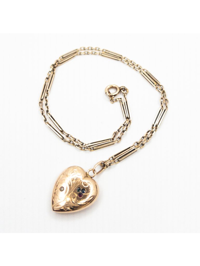 Starožitný zlatý náhrdelník se srdíčkem