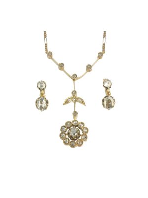 Starožitný náhrdelník a náušnice s diamanty