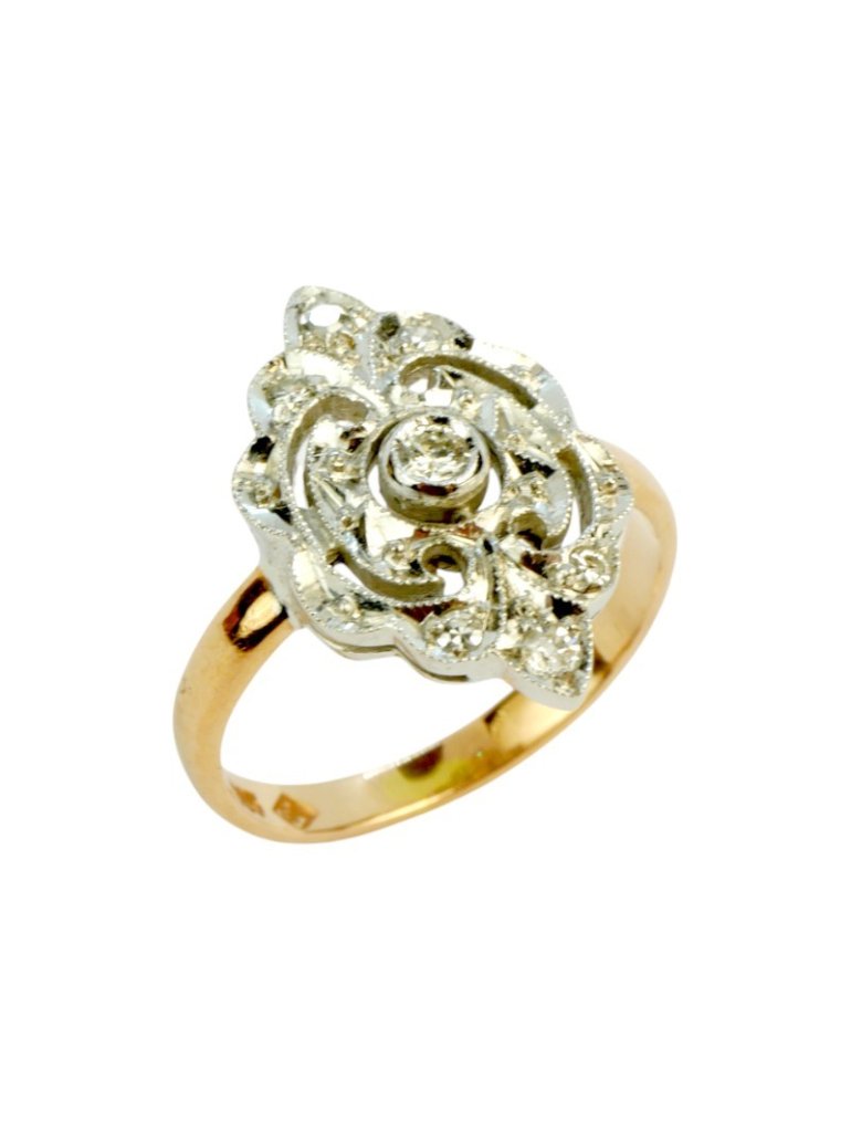 Starožitný zlatý prsten s brilianty