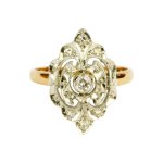 Starožitný zlatý prsten s brilianty