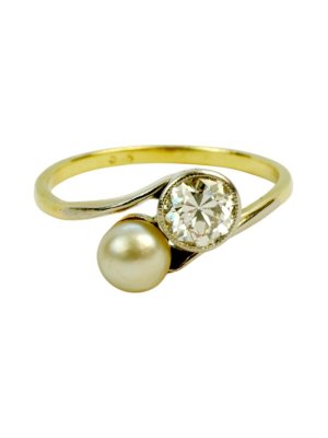 Briliantový prsten s perlou