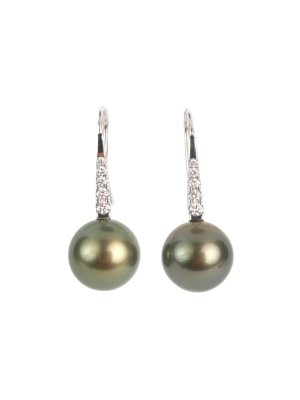 Briliantové náušnice s tahitskou perlou