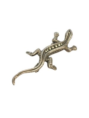 Stříbrná brož s markazity, ještěrka