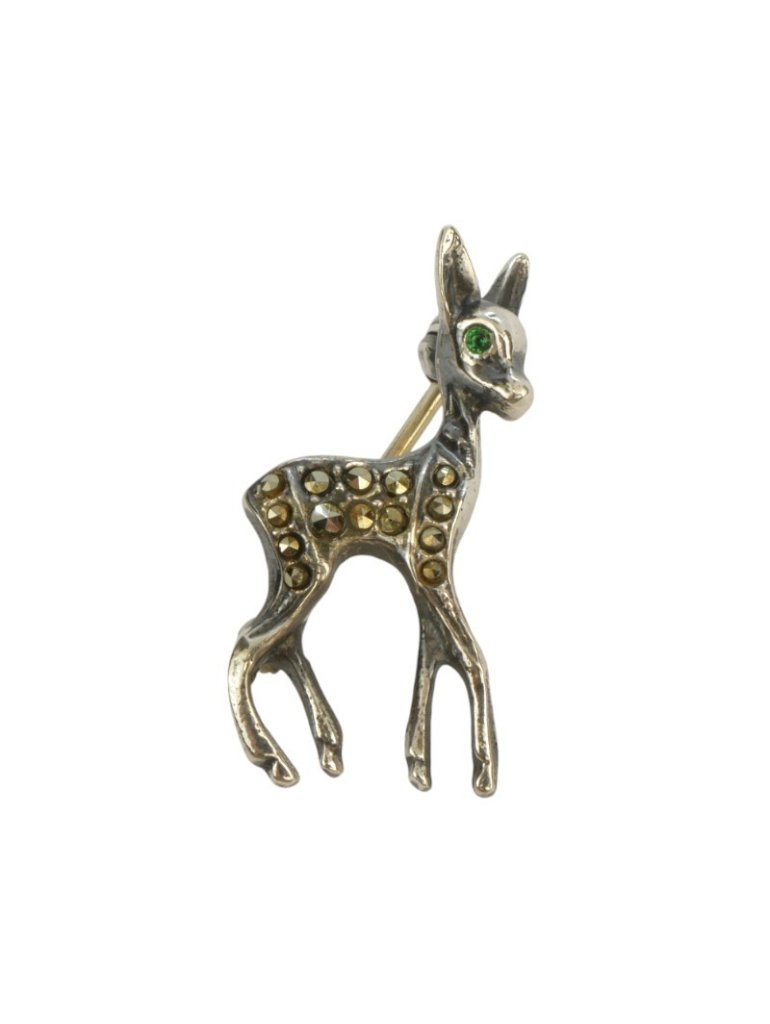 Stříbrná brož s markazity, jelínek