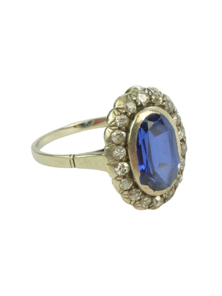 Starožitný zlatý prsten s diamanty