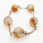 Zlatý Art Deco náramek s acháty