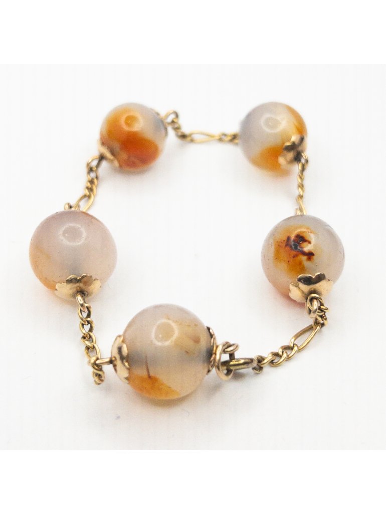 Zlatý Art Deco náramek s acháty