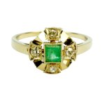 Briliantový prsten se smaragdem, Art Deco