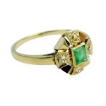 Briliantový prsten se smaragdem, Art Deco