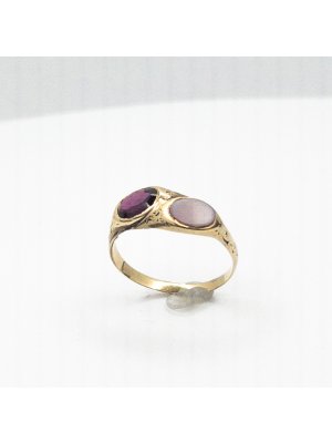 Starožitný zlatý prsten  s opálem a almandinem