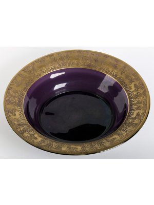 Moser, dekorativní talíř s oroplastikou