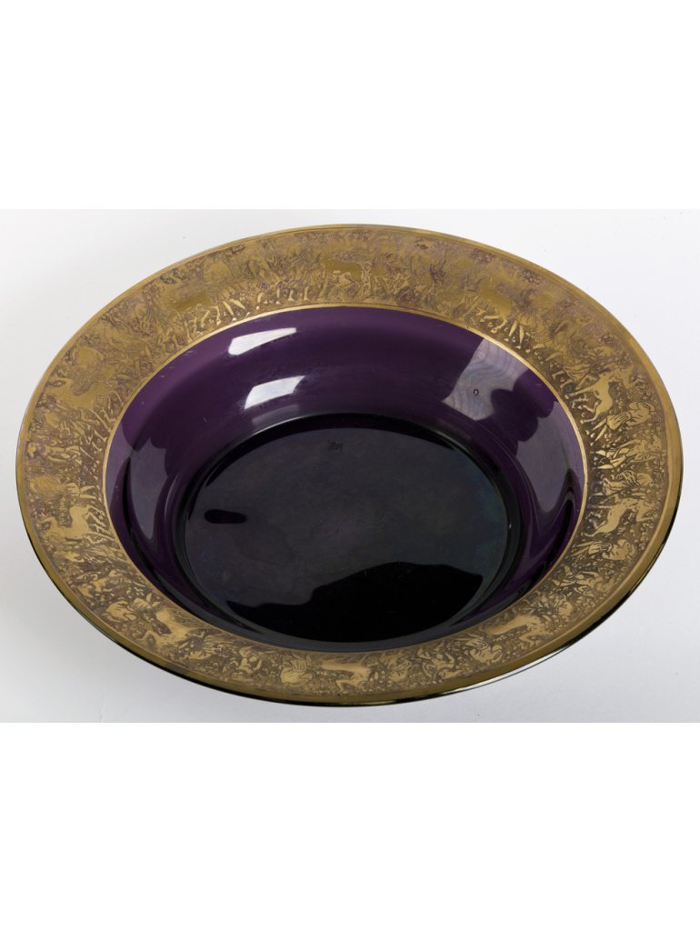 Moser, dekorativní talíř s oroplastikou