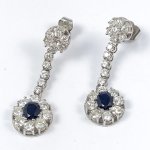 Briliantové náušnice  se safíry