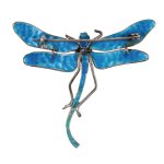 Stříbrná brož s barevným smaltem, Vážka